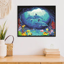 Painting By Numbers Kit DIY Sea Dolphin Hand Painted Canvas Oil Art Picture
