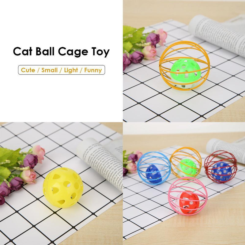 Cute Pet Cat Rolling Cage Ball Toys for Kitten Artificial Feather Playing