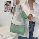 Fashion Women Stone Pattern Shoulder Bag Purse 2pcs Composite Bags (Green)