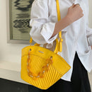 PU Leather Women Shoulder Bag Acrylic Chain Lady Large Capacity Handbags Tote