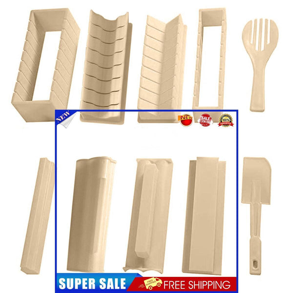 Sushi Making Kit, 10 Pieces DIY Sushi Set Plastic Sushi Maker Tool, White