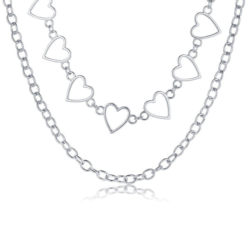 Women Men Party Jewelry Hollow Heart Necklace Long Chain Collar Punk Choker