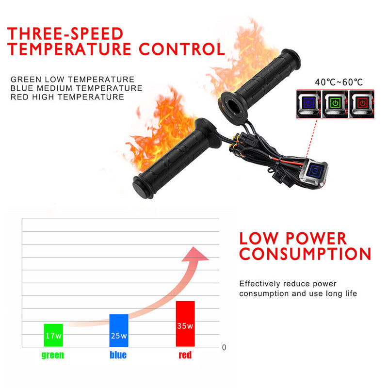 WUPP ZH-983F2 Waterproof Universal Motorcycle Electric Heated Grips Handlebar