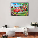 5D Diamond Painting Kit Red House and Car Full Round Drill Rhinestone DIY