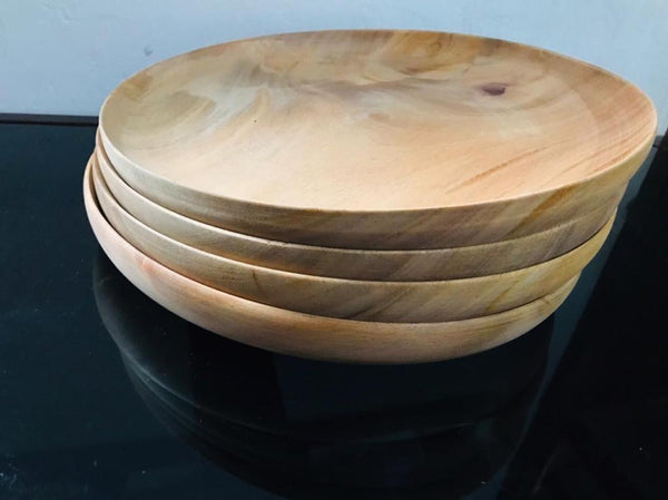 Wooden Round Dinner Plate Food Desert Tableware Serving Tray Snack Holder