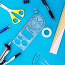 Multifunctional Geometric Ruler Craft Drawing Ruler - High School (Blue) Newly