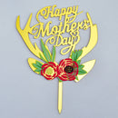 Flowers Happy Mothers Day Cake Topper Mirror Acrylic Insert Card Mom Gift Decor