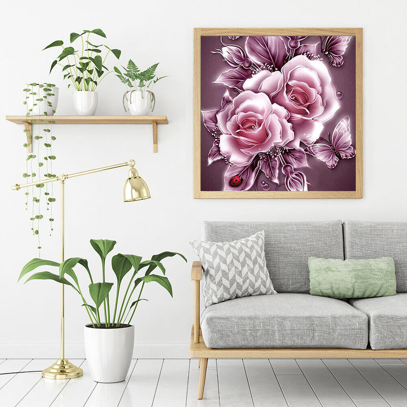 Frameless Oil Paint By Numbers Flower DIY Canvas Picture Craft Kit for Home