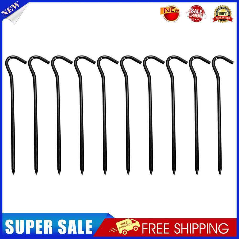 10pcs Aluminium Alloy Tent Pegs with Hooks Garden Stakes Ground Nail (Black