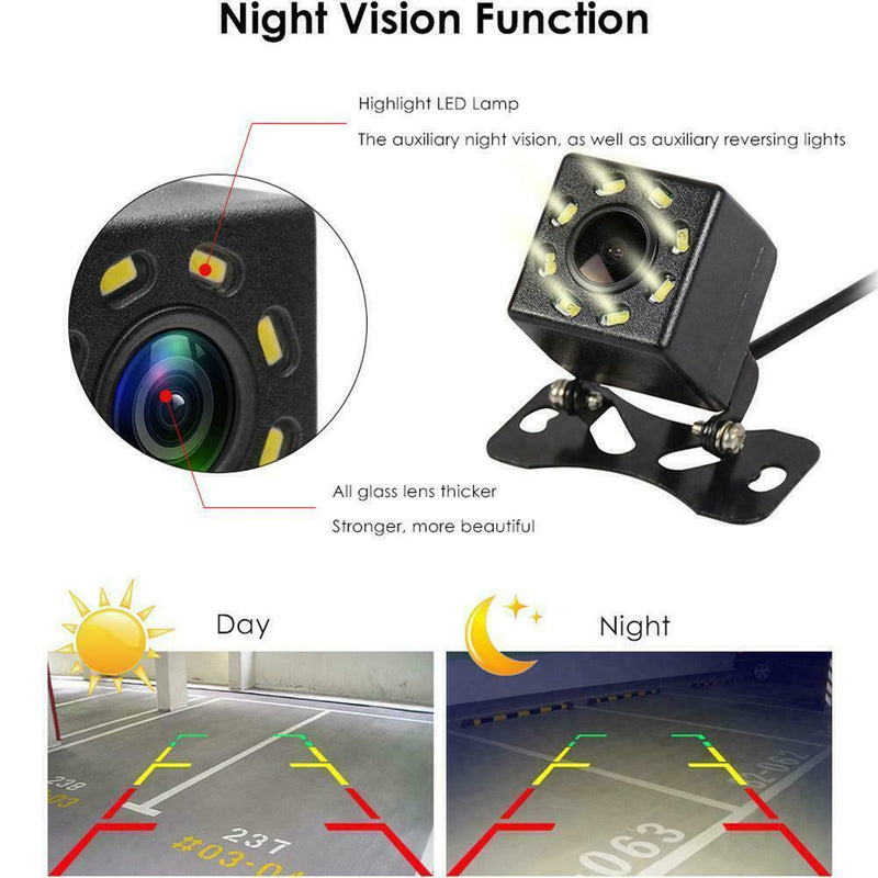 8 LED 170° Camera Reversing Parking Cam Car Rear View f Night Waterproo S0A0
