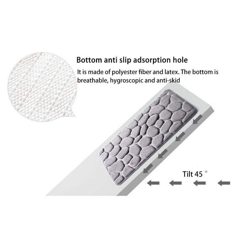 Home Bath Mat Cobblestone Embossed Bathroom Non-slip Carpet Rug Toilet Floor Mat