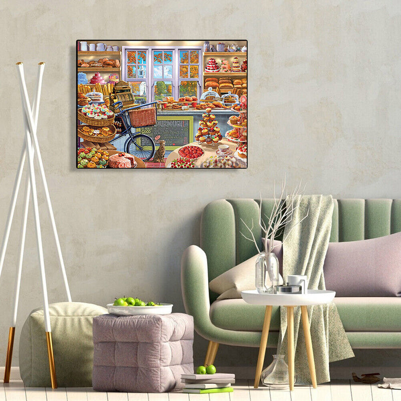 Diamond Drill Painting Kit 5D DIY Round Full Rhinestone Warm Desserts Shop Craft