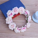 Bohemian Flowers European Bride Wedding Hairband Beach Accessories(Pink)