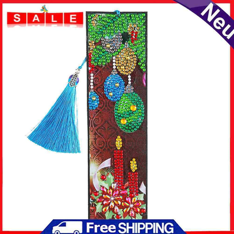 DIY Special Shaped Rhinestone Diamond Painting Leather Bookmark Tassel Page Mark