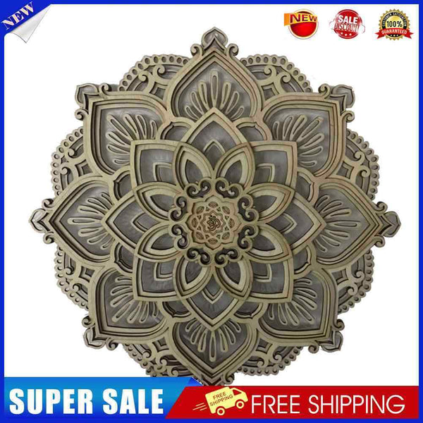 #A Wooden Carved Mandala Yoga Night Light Wall Hanging Lamp Home Room Decoration