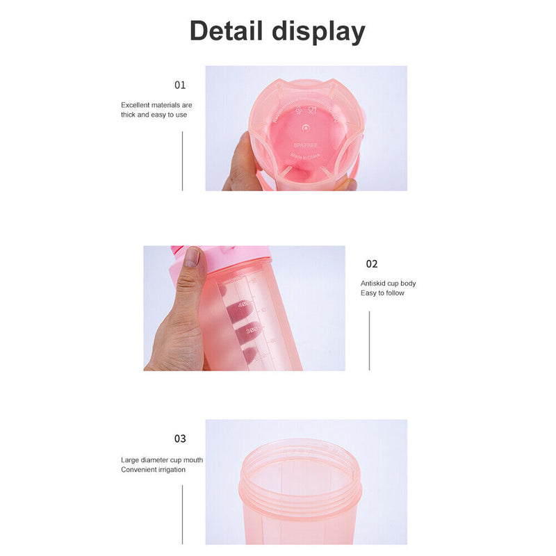 500ML Water Shaker Cup Outdoor Travel Sports Water Bottle Drinkware (Pink) Newly