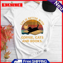 White M Animal Fashion Coffee Cat O Neck Women Short Sleeve T-Shirt-08101