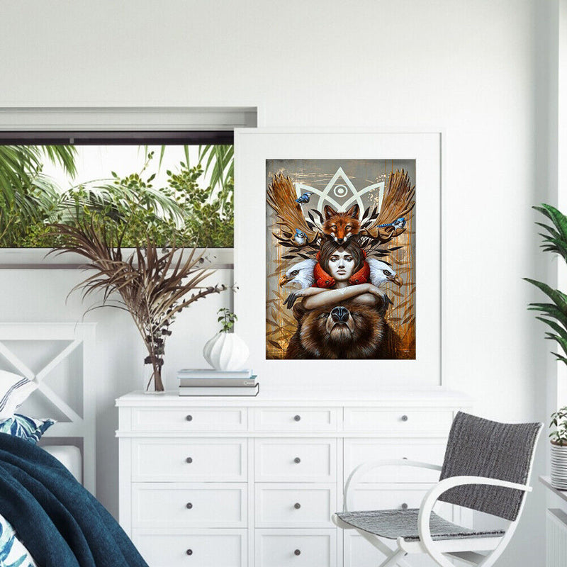 Girl and Beast Oil Canvas Drawing DIY Paint By Numbers Kit Hand Painted for