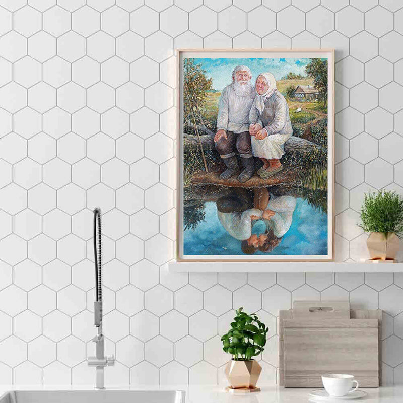 5D Rhinestone Pictures DIY Couple By River Full Round Drill Diamond Painting Kit