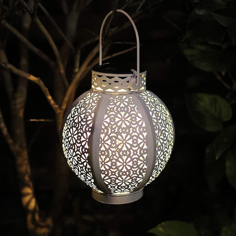 Hollowed Solar Lanterns - Outdoor Hanging Wrought Iron Landscape Lights (B)