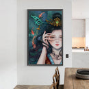 Full Embroidery DIY Canvas Stamped 11CT Cross Stitch Goldfish Fairy Kit Craft