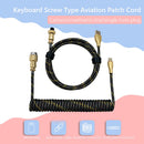 Type C Mechanical Keyboard Coiled Spring Wire Aviator Cable (3x RGB Black)