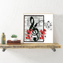 5D DIY Diamond Painting Music Notes Full Round Drill Mosaic Art Picture Kits