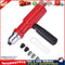 Electric Rivet Nut Gun Riveting Tool Cordless Riveter Adapter Kit (Red) Newly