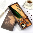 Calligraphy Feather Dip Pen Writing Ink Quill Fountain Pen Set (Green) Newly