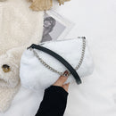 Retro Animal Chain Underarm Bags Purse Women Plush Top-handle Clutch (6)