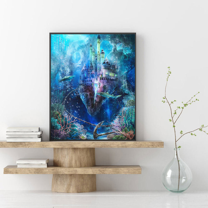 Underwater Castle Oil Paint By Numbers Kits Picture for Adults Children No Fr