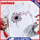 Valentines Day Women Dandelion Love Print Summer Tees Short Casual Tops T-Shirt