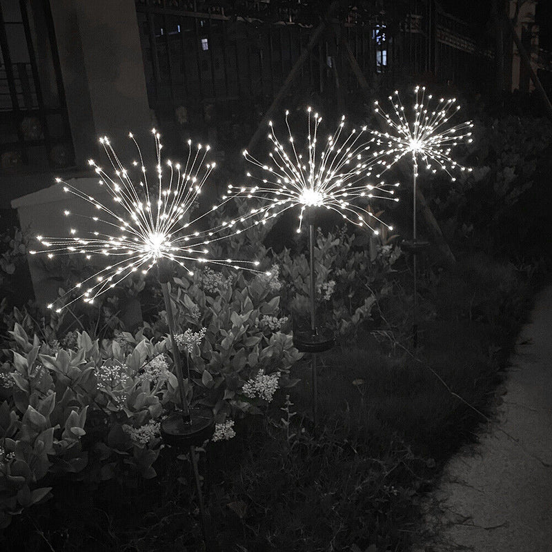 LED Solar Firework Lights Outdoor Dandelion Fairy String Lamp (Cold White) Newly