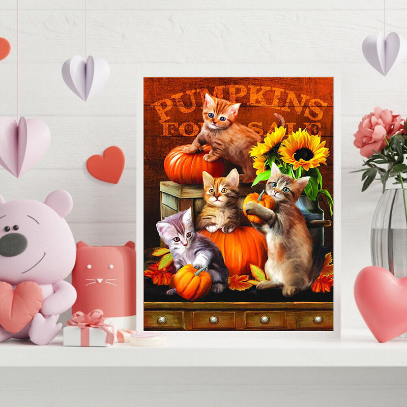 Oil Paint By Numbers Cat Frameless Picture Craft Kit Home Living Room Decoration