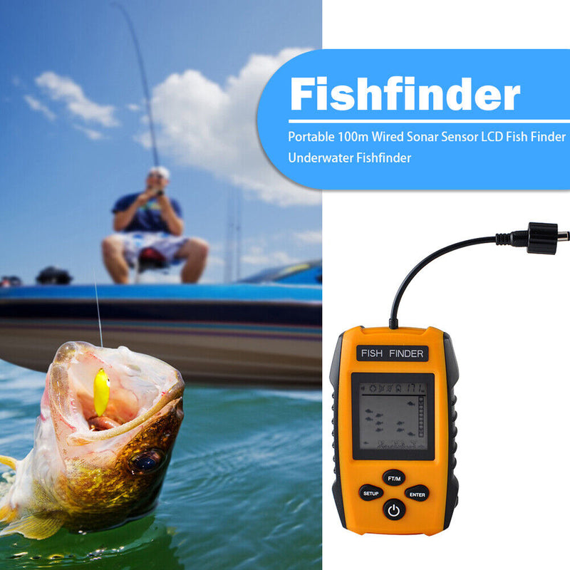 Portable 100m Wired Sonar Sensor LCD Fish Finder Underwater Fishfinder Newly