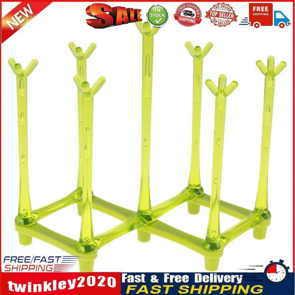 Glass Cup Bottle Drying Rack Drainer Shelf Holder Kitchen Organizer(Green) Newly