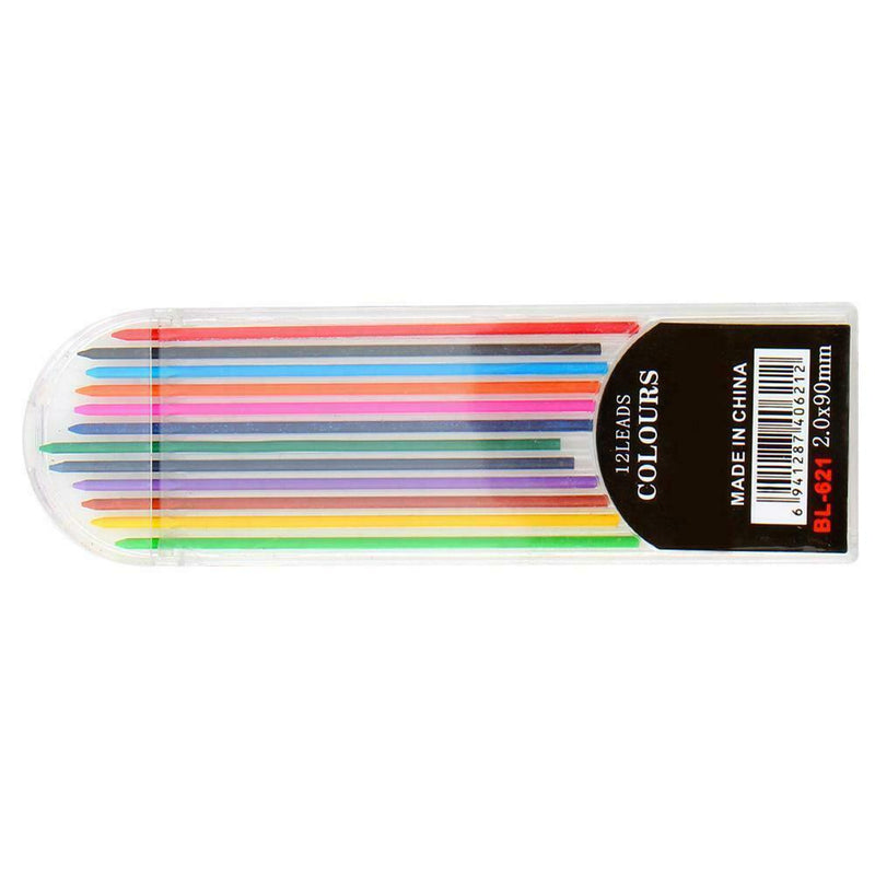 POPly 2.0mm 2B Colored Pencil Lead 2mm Mechanical Clutch Refill 12`Colors Z1H6