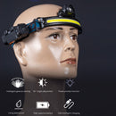 LED Headlamp Flashlight Outdoor Wide Beam COB Head Lamp with Motion Sensor Newly