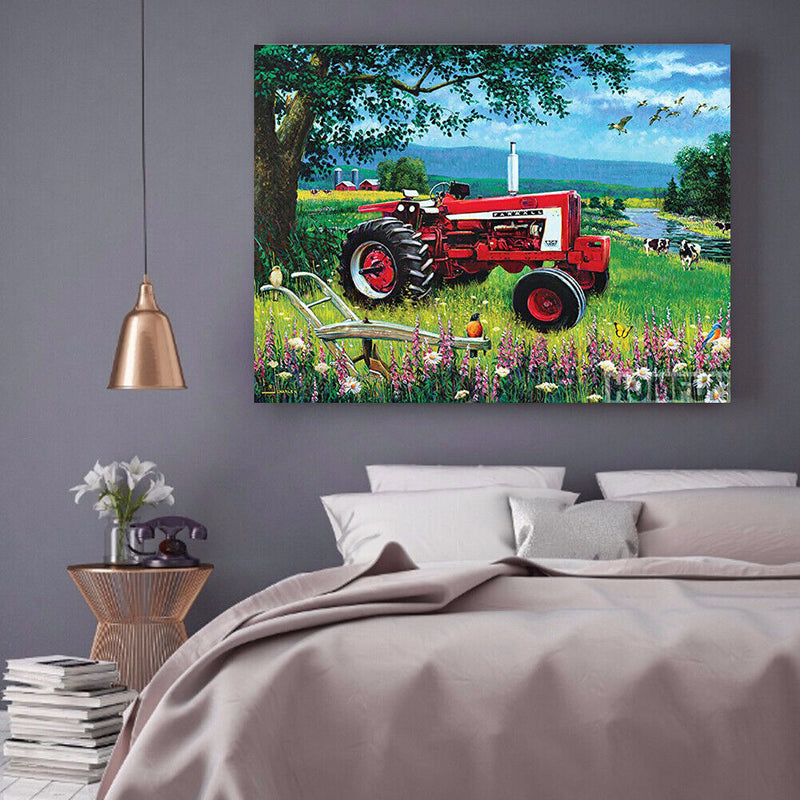 5D DIY Diamond Painting Field Car Full Round Home Decor Rhinestone Wall Drawing