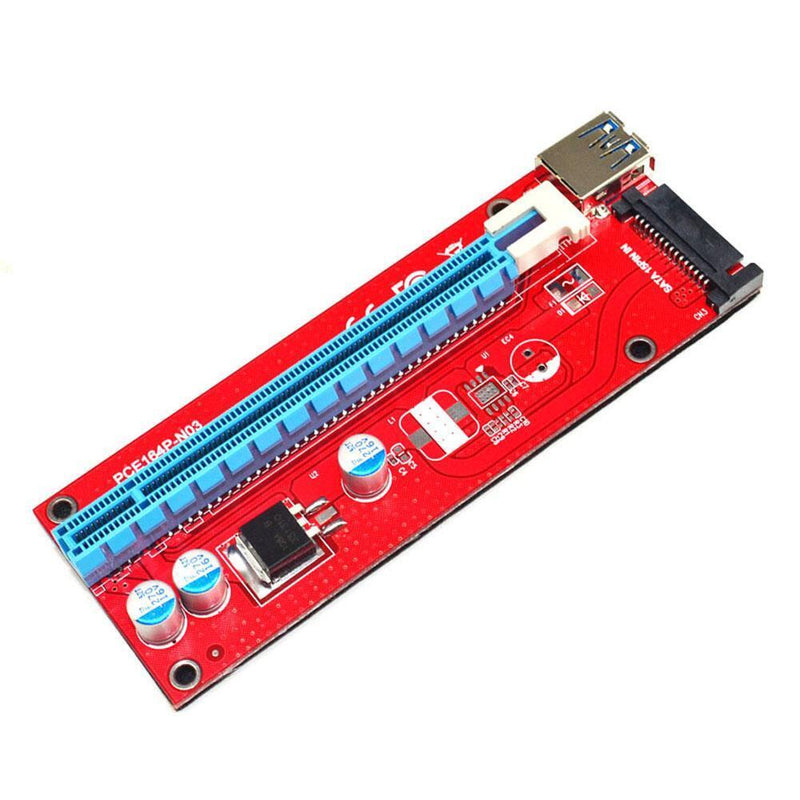USB 3.0 164P PCI-E Express 1x to 16x Extender Riser Card 6Pin SATA Mining