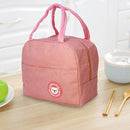 Oxford Cloth Lunch Bag Zipper Waterproof Thermal Tote Handbag (Pink) Newly