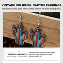 Colorful Cactus Dangle Earrings Retro Turquoise Hook Earring Girl Jewelry