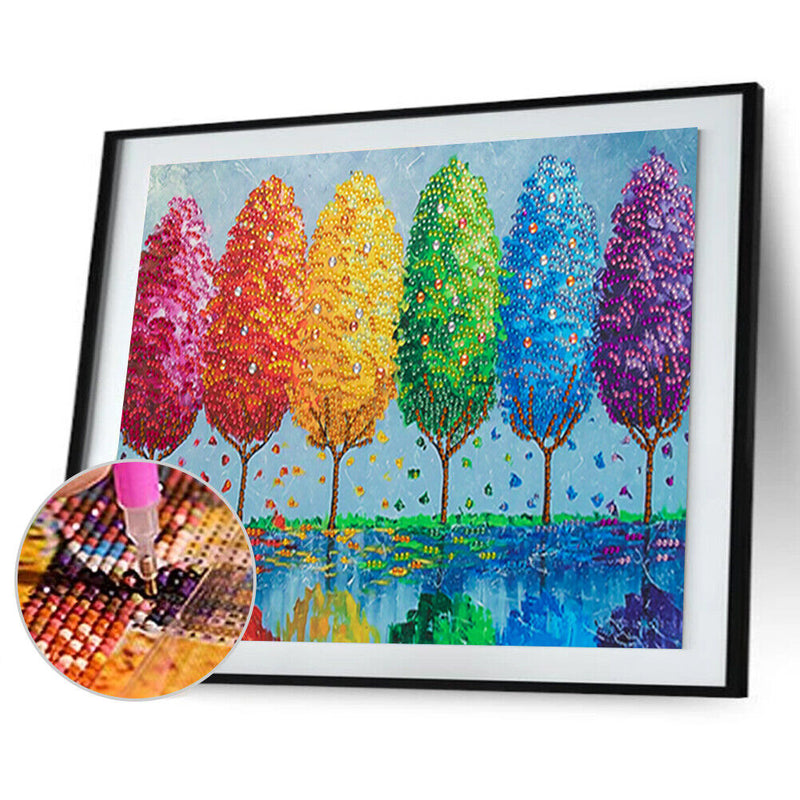 Diamond Painting 5D DIY Colorful Tree Partial Special Drill Rhinestone Kit Newly