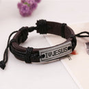 Catholic Alloy Wristband Leather Cuff Bangle Religious Bracelet "I Love JESUS"