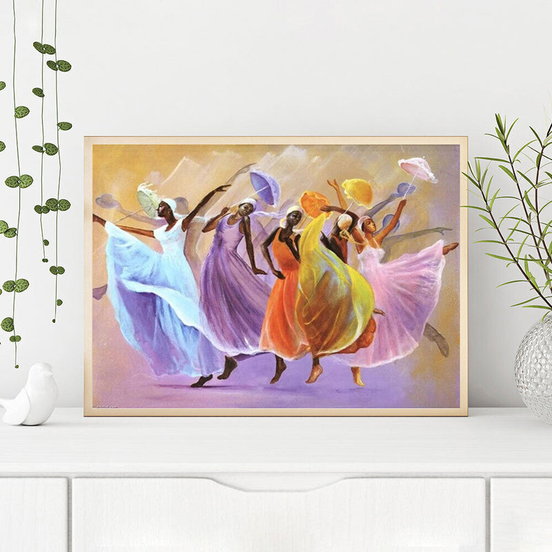 Girls with Umbrella Oil Paint By Numbers Kits DIY Handpainted on Canvas Art