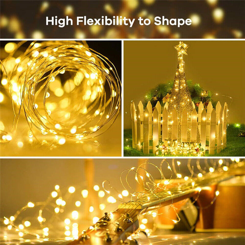 50 LED 5m Solar Copper Wire Lamp 8 Modes Decor String Light (Warm White) Newly