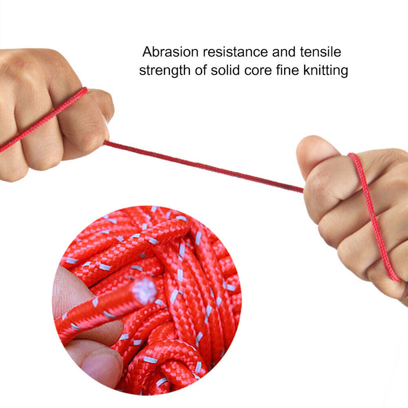 4pcs Outdoor Camping 13ft Reflective Tent Guyline 4mm Dia w/ Aluminum Adjus