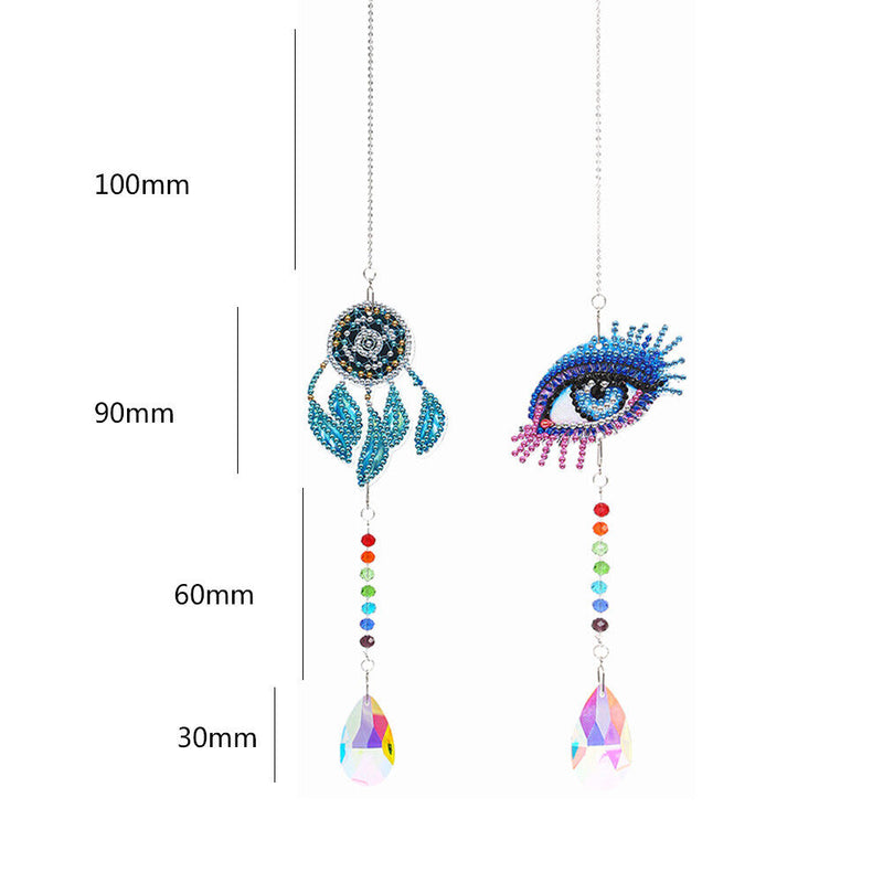 2pcs Crystal Wind Chimes Diamond Hanging Light Catcher Home Decor (ZH006)