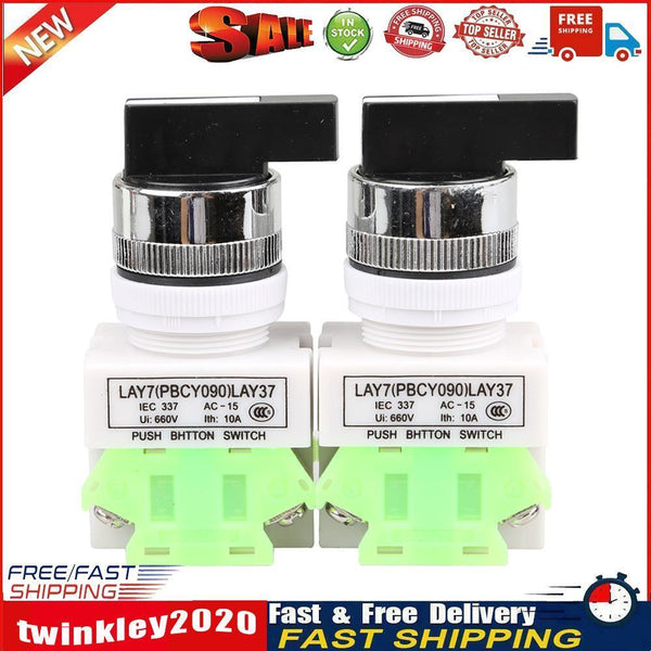 2pcs ON/OFF/ON Rotary Three Position Selector Switch Power Ignition LAY37 Newly