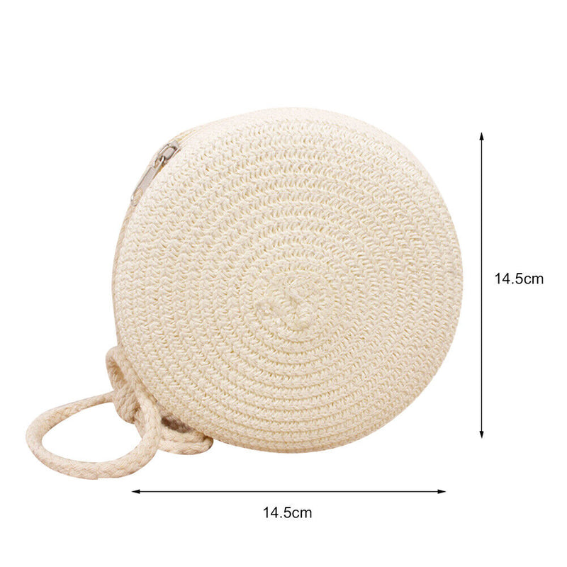 #A Korean Kids Girls Shoulder Bags Straw Round Lovely Summer Messenger Mini Ha